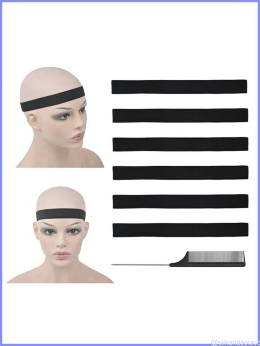 6 Pcs Elastic Band Lace Melting Adjustable Wig Headbands 1 Inch Wide